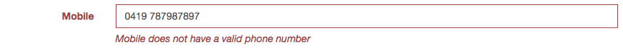 Invalid mobile