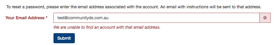 Incorrect email address