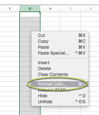 Format Cells